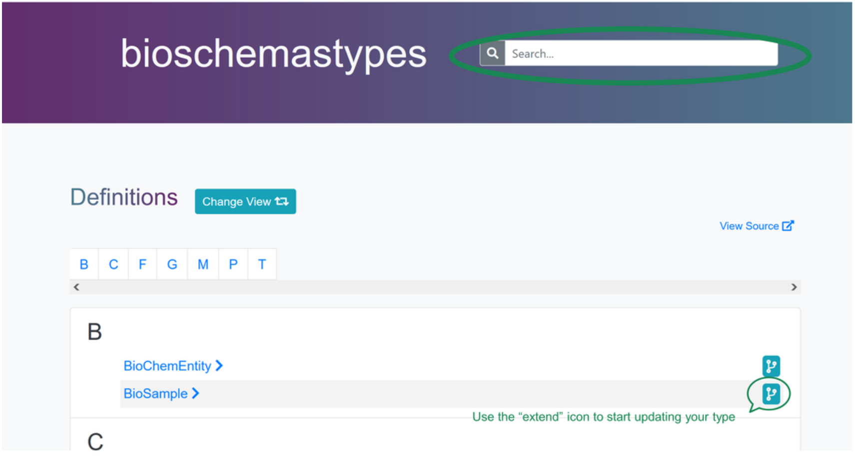 Selecting a bioschemas type to extend